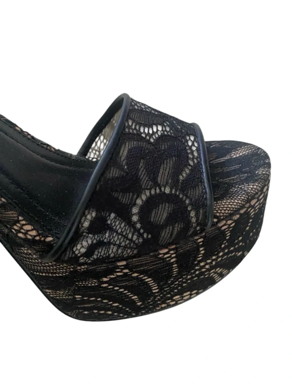 Steve Madden Black Lace Platform Block Heels size 8 1/2 worn once